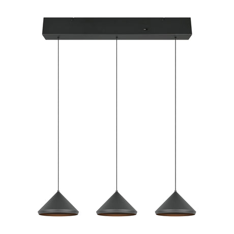 Laguna 3 Light LED Cone Chandelier – Matt Black