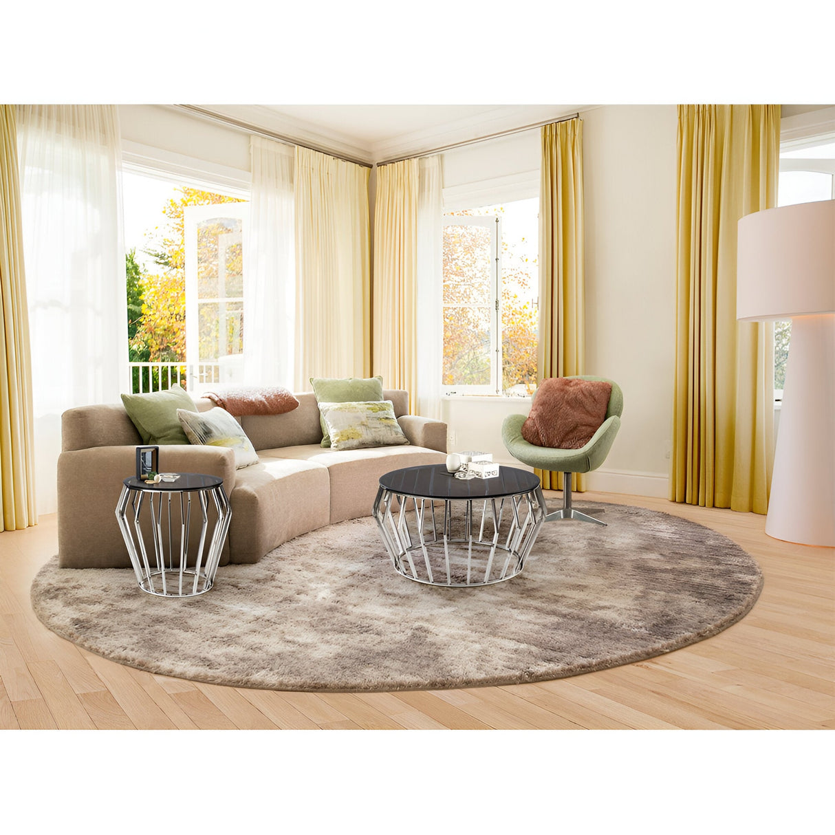 Ciros Small Stainless Steel & Glass Side Table - Smoked Black