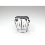 Ciros Small Stainless Steel & Glass Side Table - Smoked Black