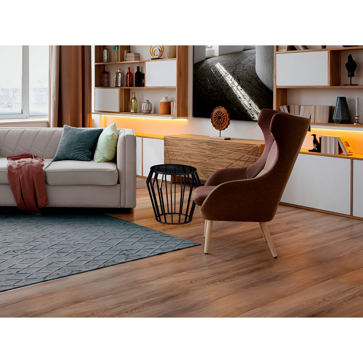 Ciros Small Stainless Steel & Glass Side Table - Matte Black