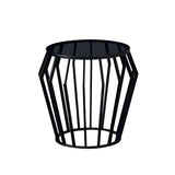 Ciros Small Stainless Steel & Glass Side Table - Matte Black