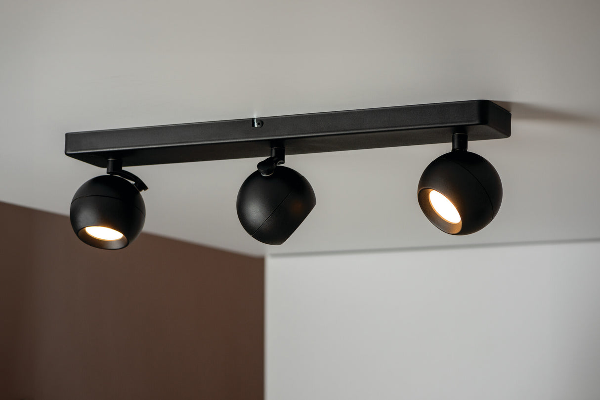 Galoba 530x90 3x35W GU10 Round Ceiling Spotlight Bar - Black