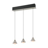 Romeo 3 Light LED Glass Chandelier – Satin Nickel