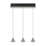 Romeo 3 Light LED Glass Chandelier – Satin Nickel