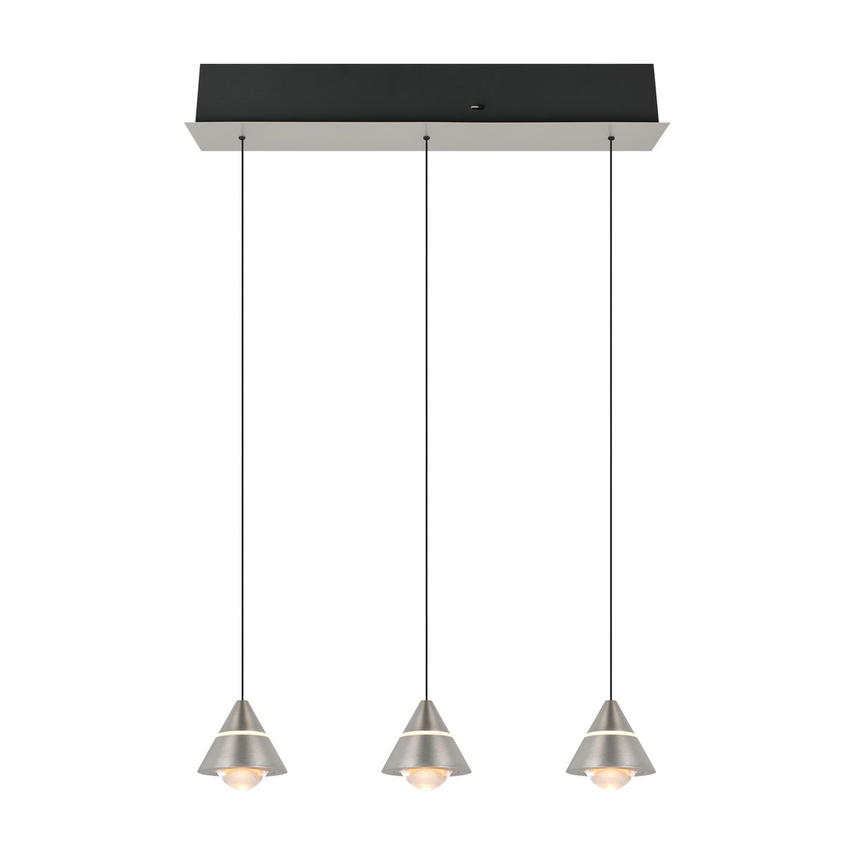 Romeo 3 Light LED Glass Chandelier – Satin Nickel