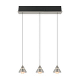 Romeo 3 Light LED Glass Chandelier – Satin Nickel