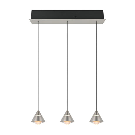 Romeo 3 Light LED Glass Chandelier – Satin Nickel