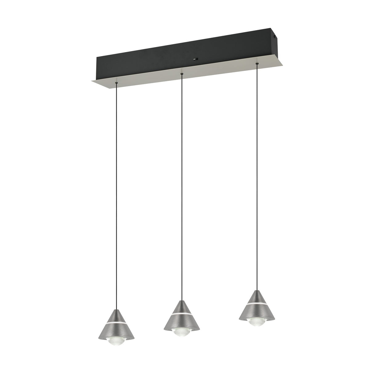 Romeo 3 Light LED Glass Chandelier – Satin Nickel