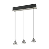 Romeo 3 Light LED Glass Chandelier – Satin Nickel