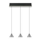 Romeo 3 Light LED Glass Chandelier – Satin Nickel