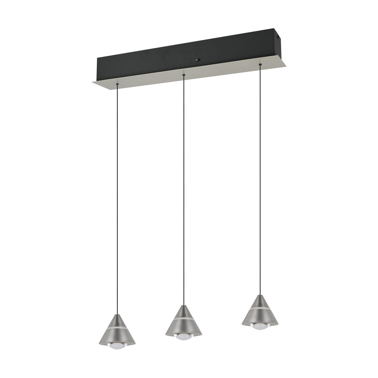 Romeo 3 Light LED Glass Chandelier – Satin Nickel