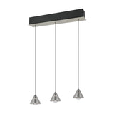 Romeo 3 Light LED Glass Chandelier – Satin Nickel