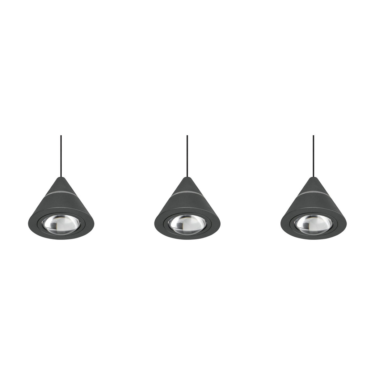 Romeo 3 Light LED Cone Chandelier – Matt Black