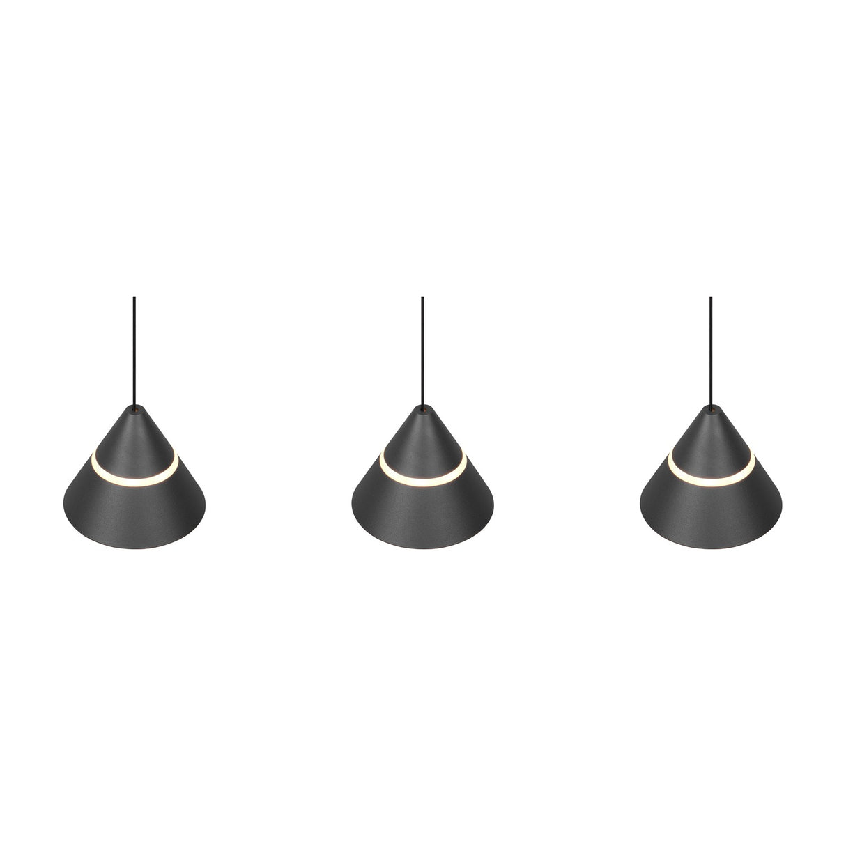 Romeo 3 Light LED Cone Chandelier – Matt Black