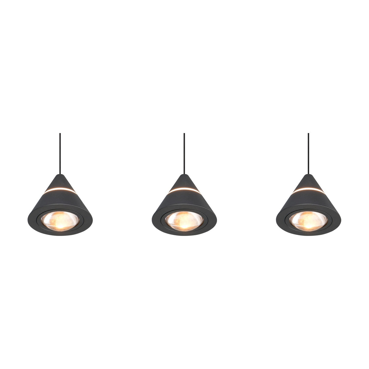 Romeo 3 Light LED Cone Chandelier – Matt Black