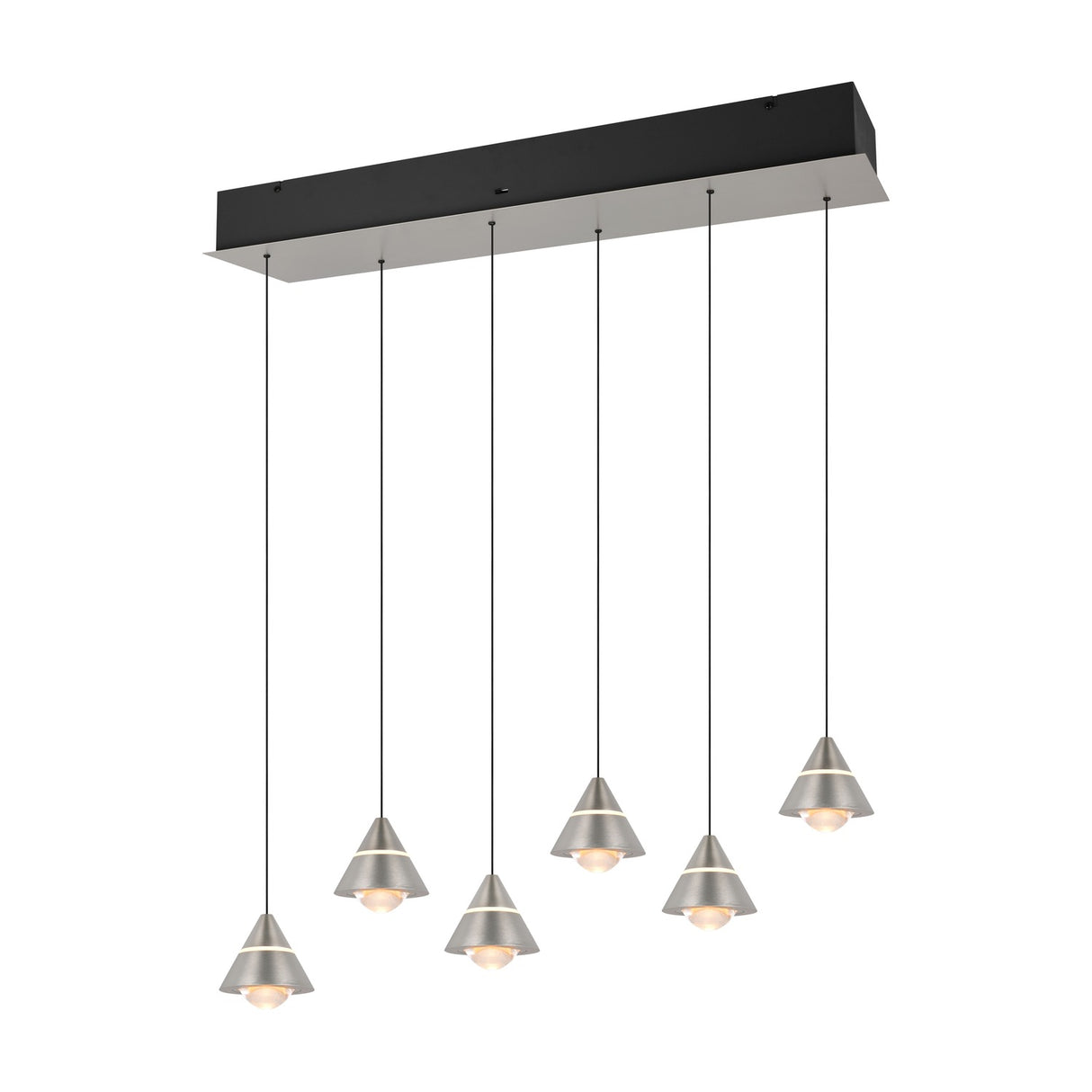 Romeo 6 Light LED Linear Chandelier – Satin Nickel