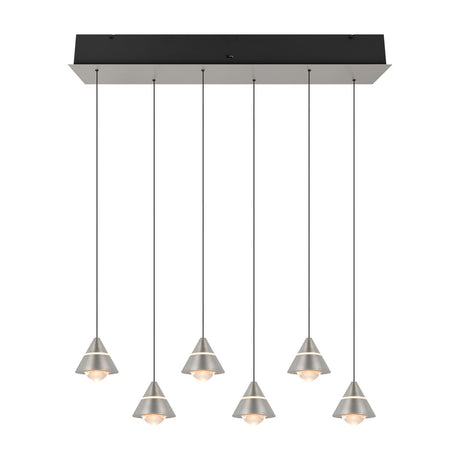 Romeo 6 Light LED Linear Chandelier – Satin Nickel