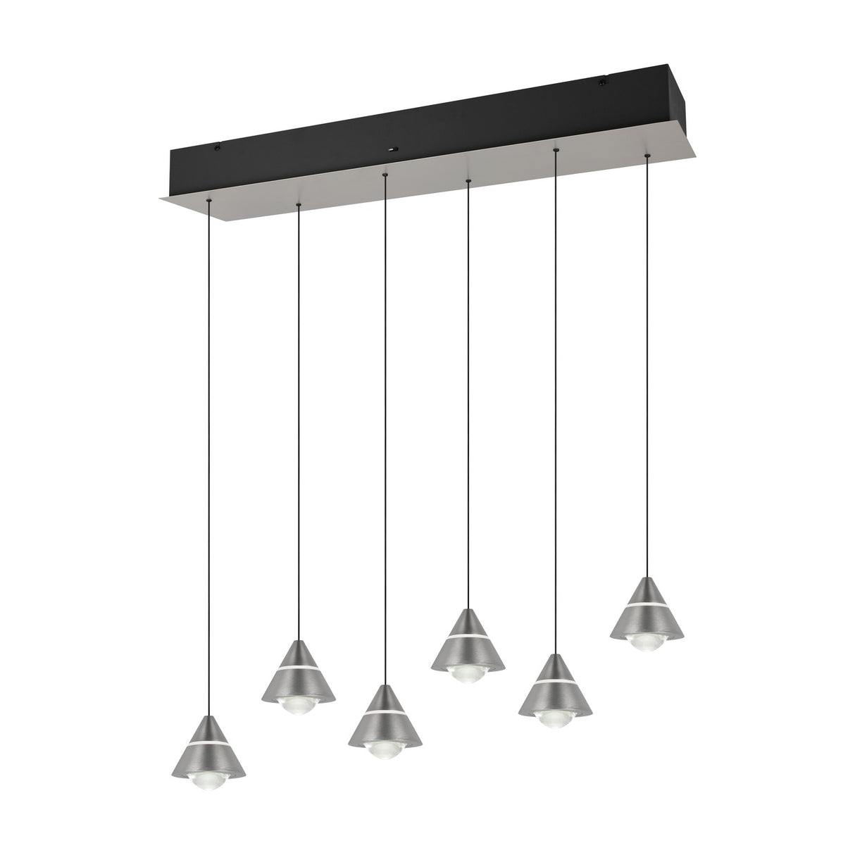 Romeo 6 Light LED Linear Chandelier – Satin Nickel