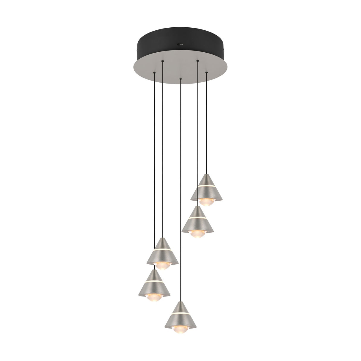 Romeo 5 Light LED Glass Chandelier – Satin Nickel
