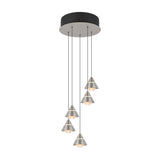 Romeo 5 Light LED Glass Chandelier – Satin Nickel