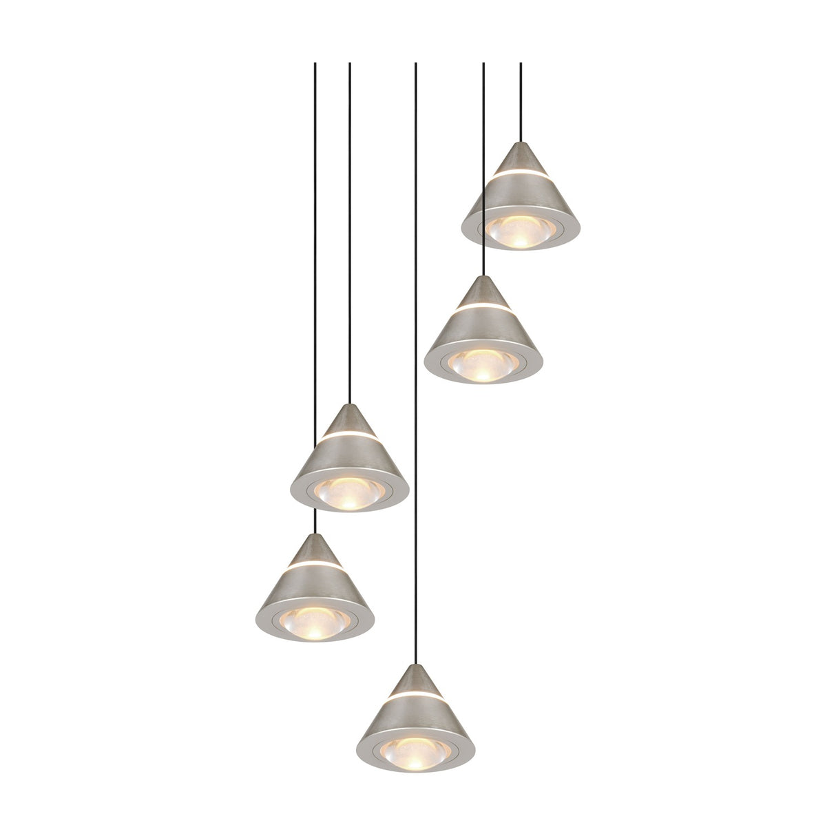 Romeo 5 Light LED Glass Chandelier – Satin Nickel