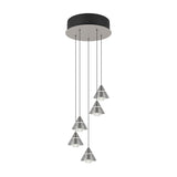 Romeo 5 Light LED Glass Chandelier – Satin Nickel