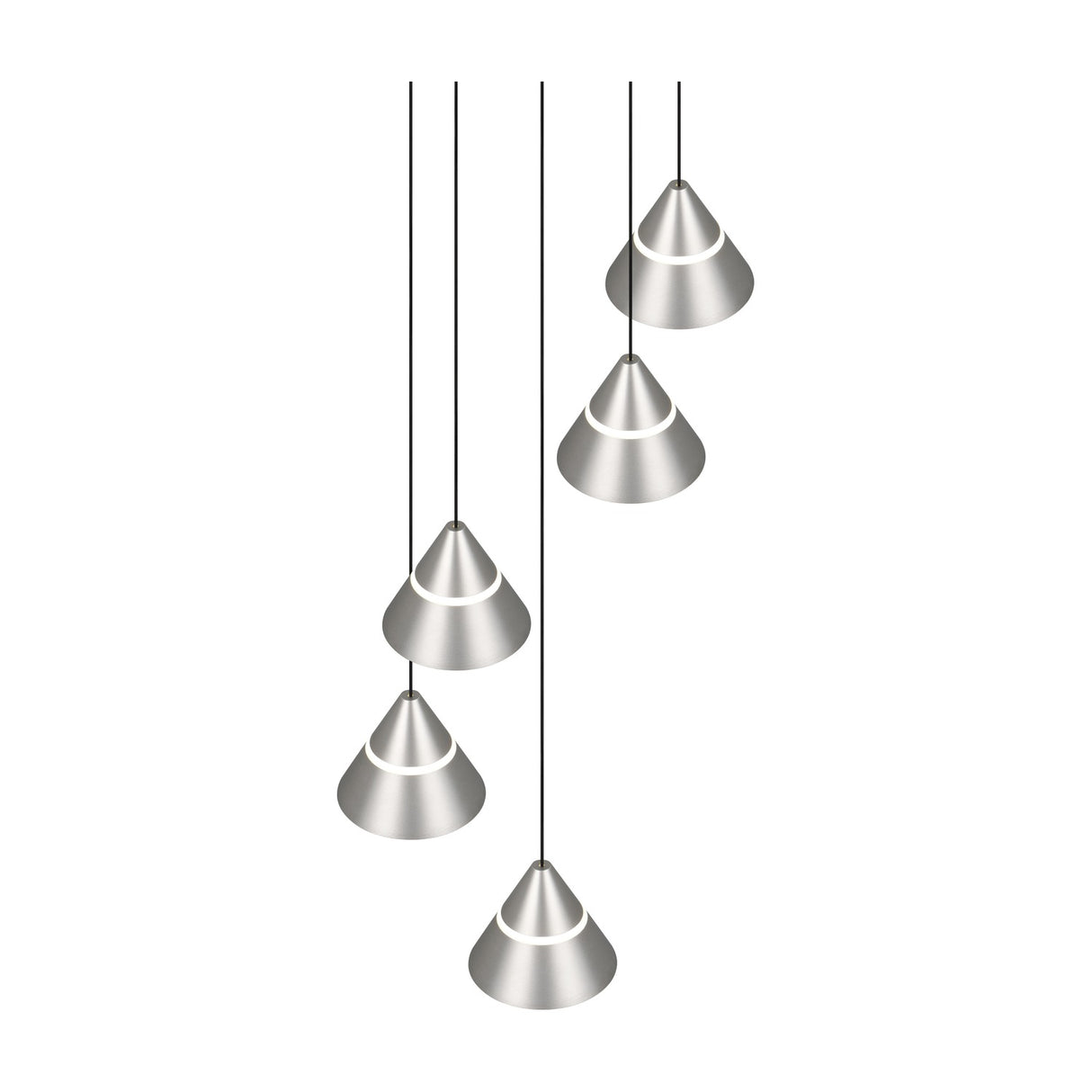 Romeo 5 Light LED Glass Chandelier – Satin Nickel