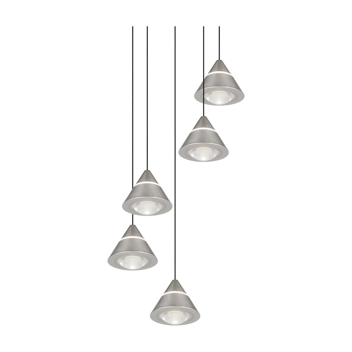 Romeo 5 Light LED Glass Chandelier – Satin Nickel