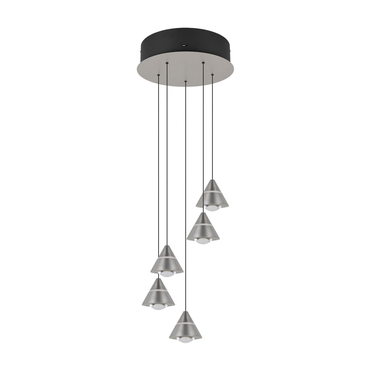 Romeo 5 Light LED Glass Chandelier – Satin Nickel