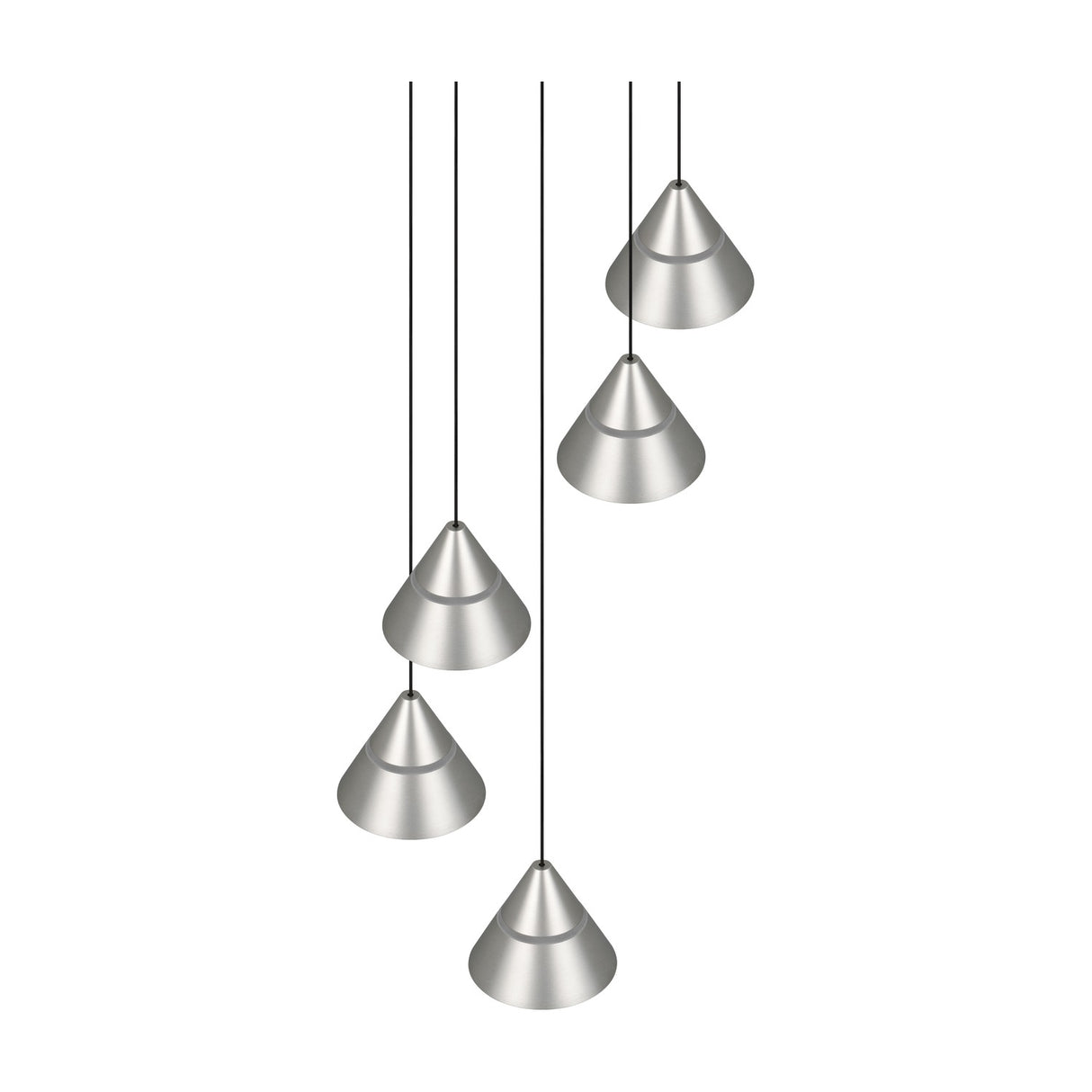 Romeo 5 Light LED Glass Chandelier – Satin Nickel
