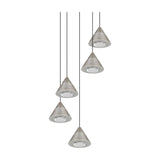 Romeo 5 Light LED Glass Chandelier – Satin Nickel