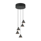 Romeo 5 Light LED Cone Chandelier – Matt Black