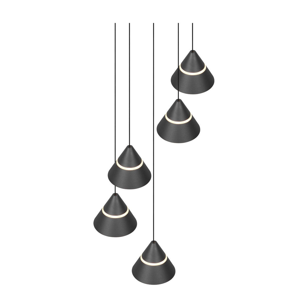 Romeo 5 Light LED Cone Chandelier – Matt Black