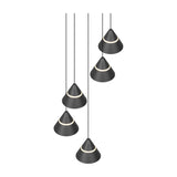 Romeo 5 Light LED Cone Chandelier – Matt Black