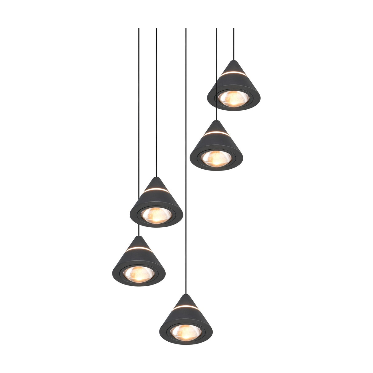Romeo 5 Light LED Cone Chandelier – Matt Black