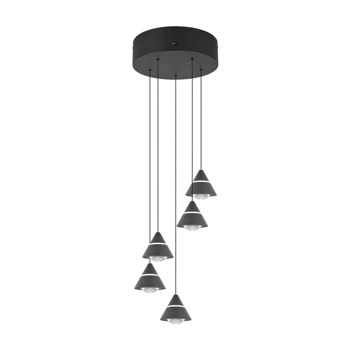 Romeo 5 Light LED Cone Chandelier – Matt Black
