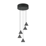 Romeo 5 Light LED Cone Chandelier – Matt Black