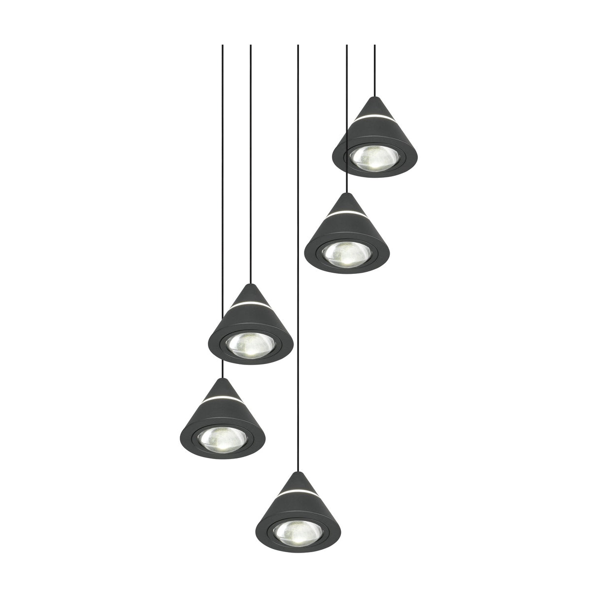 Romeo 5 Light LED Cone Chandelier – Matt Black