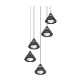 Romeo 5 Light LED Cone Chandelier – Matt Black