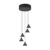 Romeo 5 Light LED Cone Chandelier – Matt Black