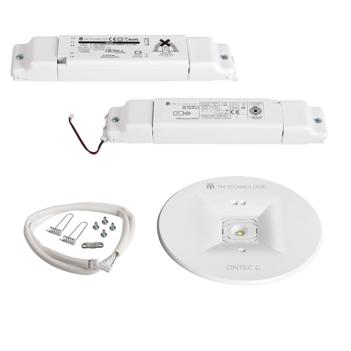 Ontec C 7W Maintained Auto-Test Recessed Emergency Light Ø90 - White