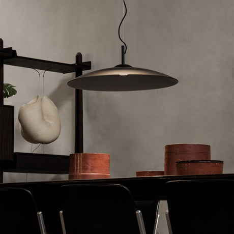 Eclipse Pendant Light - White & Clear Glass in situ