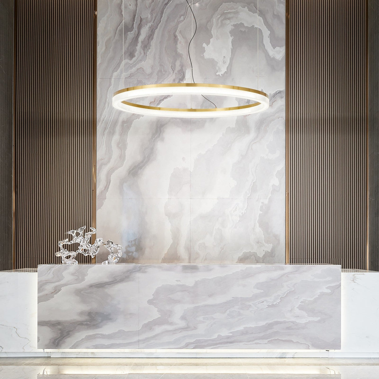 Crown Pendant Light 800mm - White in situ