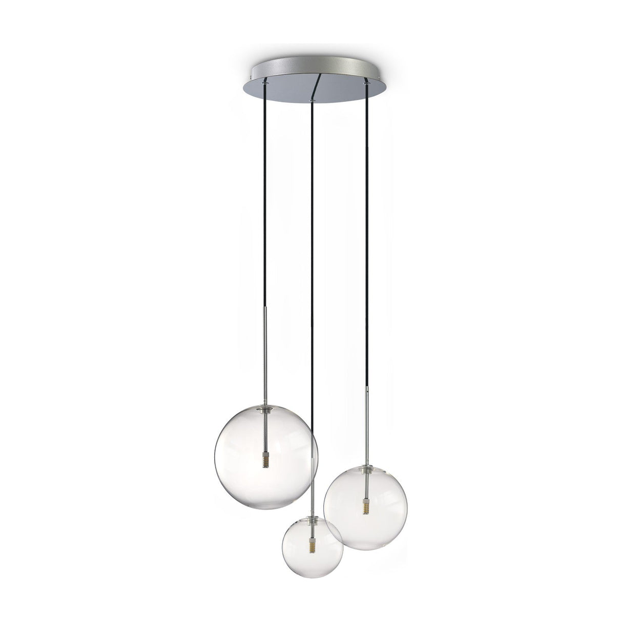 Equinoxe Cluster Pendant Light - Chrome & Clear Glass (3 Light)