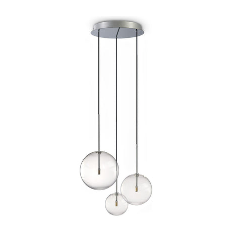 Equinoxe Cluster Pendant Light - Chrome & Clear Glass (3 Light)
