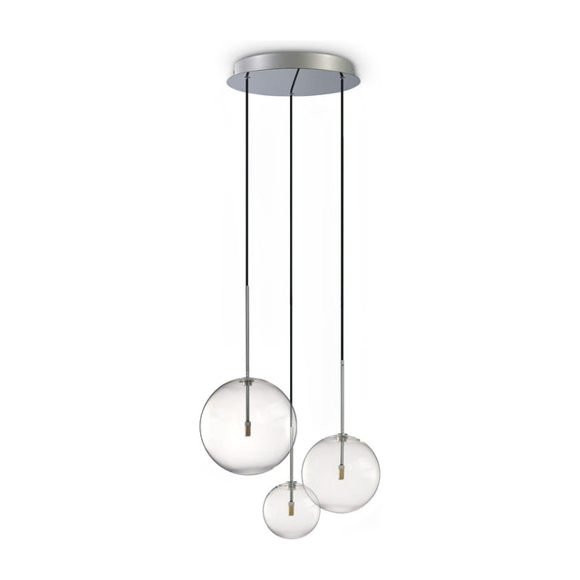 Equinoxe Cluster Pendant Light - Chrome & Clear Glass (3 Light)