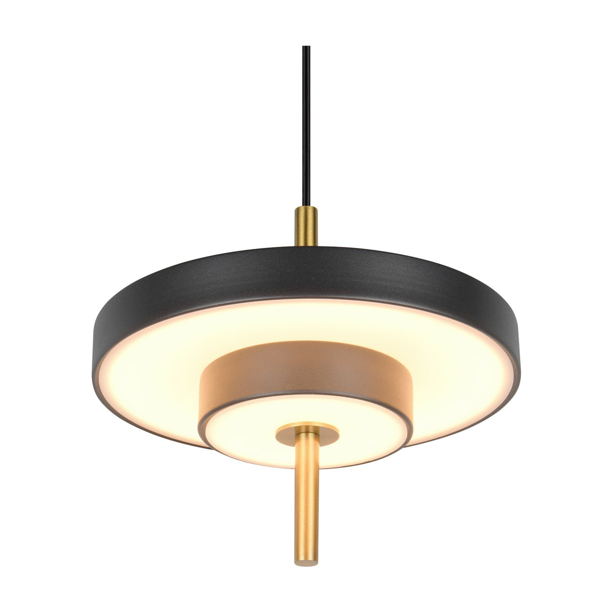 Keaton LED Disc Chandelier – Black & Gold