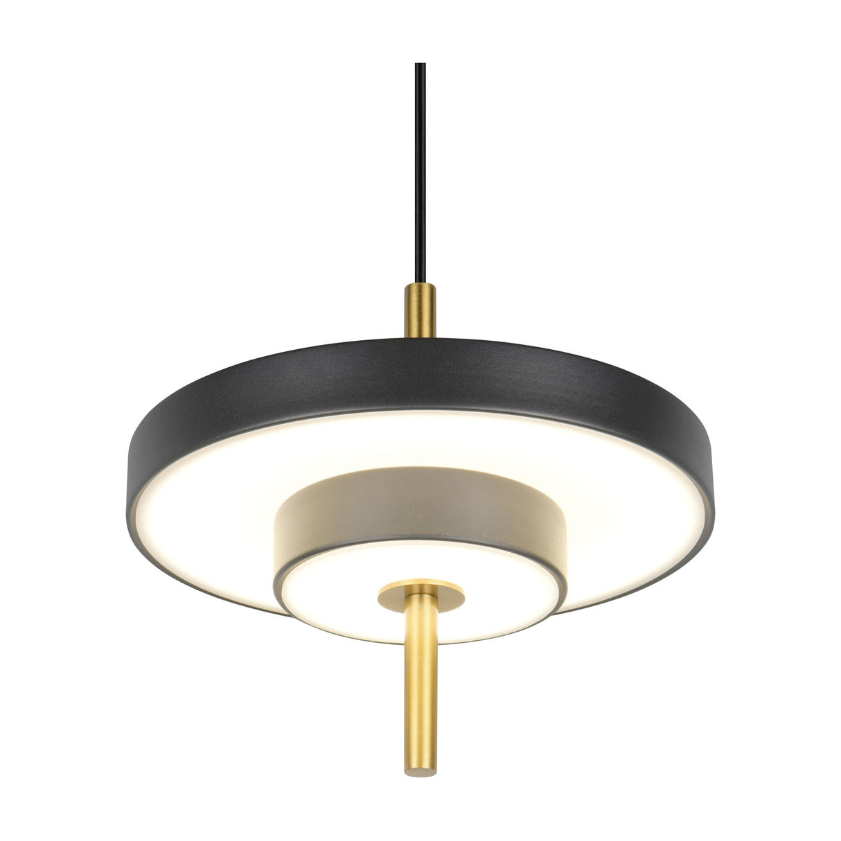 Keaton LED Disc Chandelier – Black & Gold