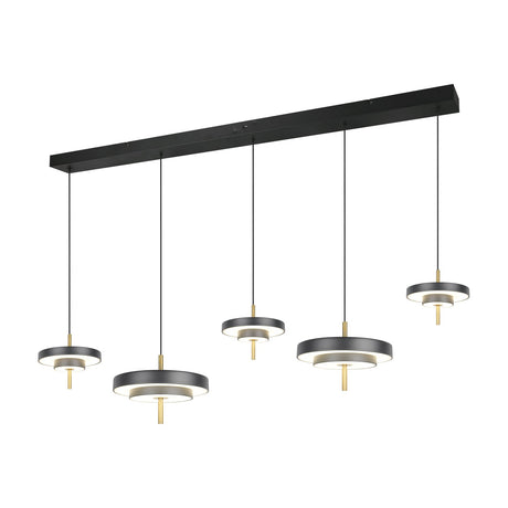 Keaton 5 Light LED Linear Chandelier – Black & Gold