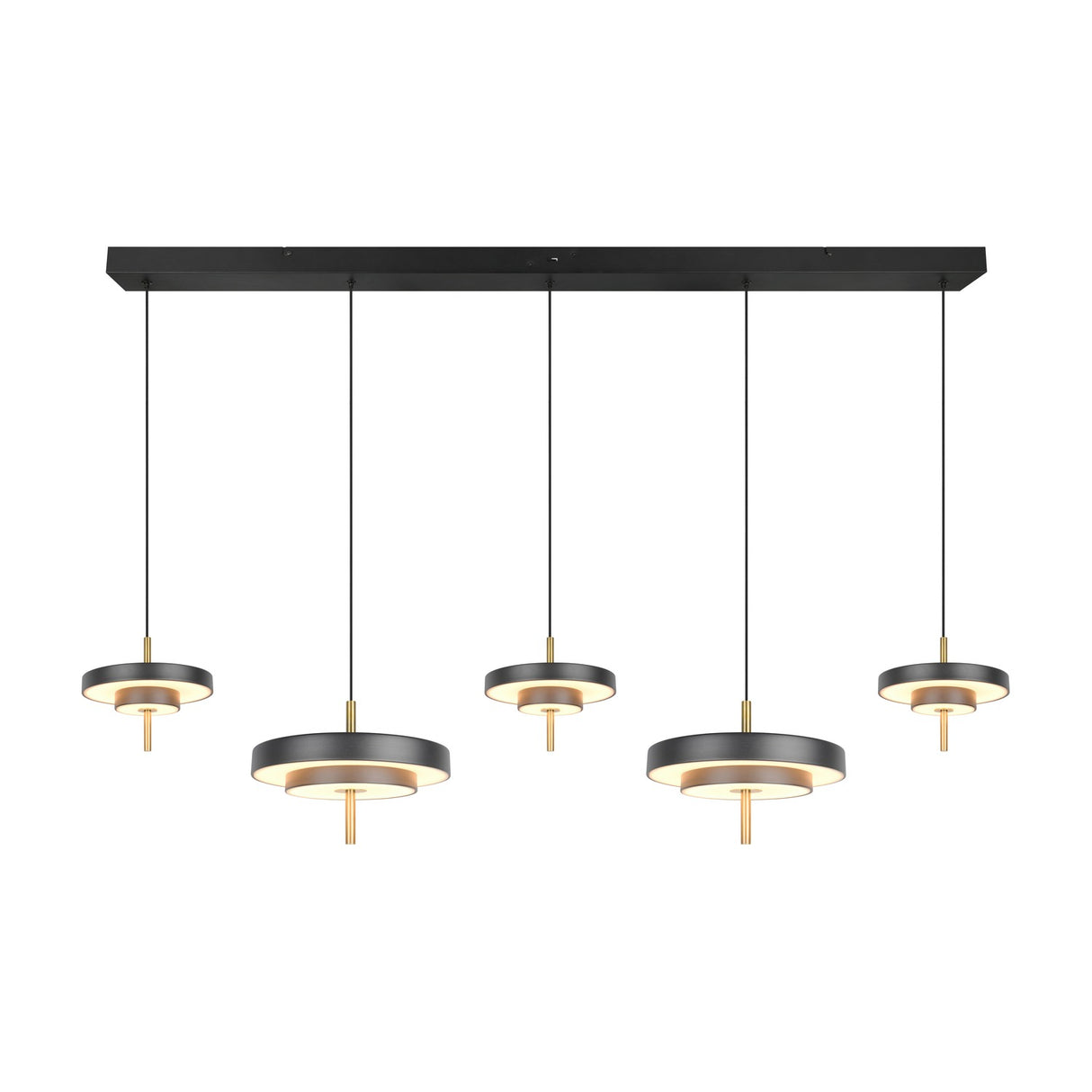 Keaton 5 Light LED Linear Chandelier – Black & Gold